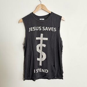 ‘Jesus Saves, I Spend’ Muscle Tee by UNIF